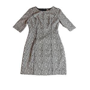 Banana Republic Black White Leopard Print Short Sleeve Sheath Dress Size 10